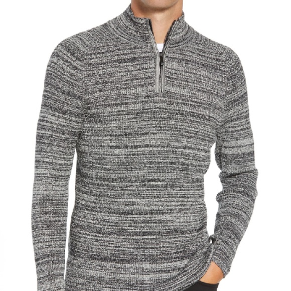 NEW Vince Camuto Quarter Zip Grey Black Sweater L - Picture 3 of 5